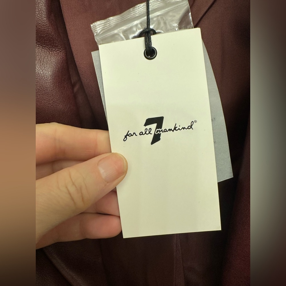 7 For All Mankind Maroon Vegan Leather Blazer - Picture 4 of 8